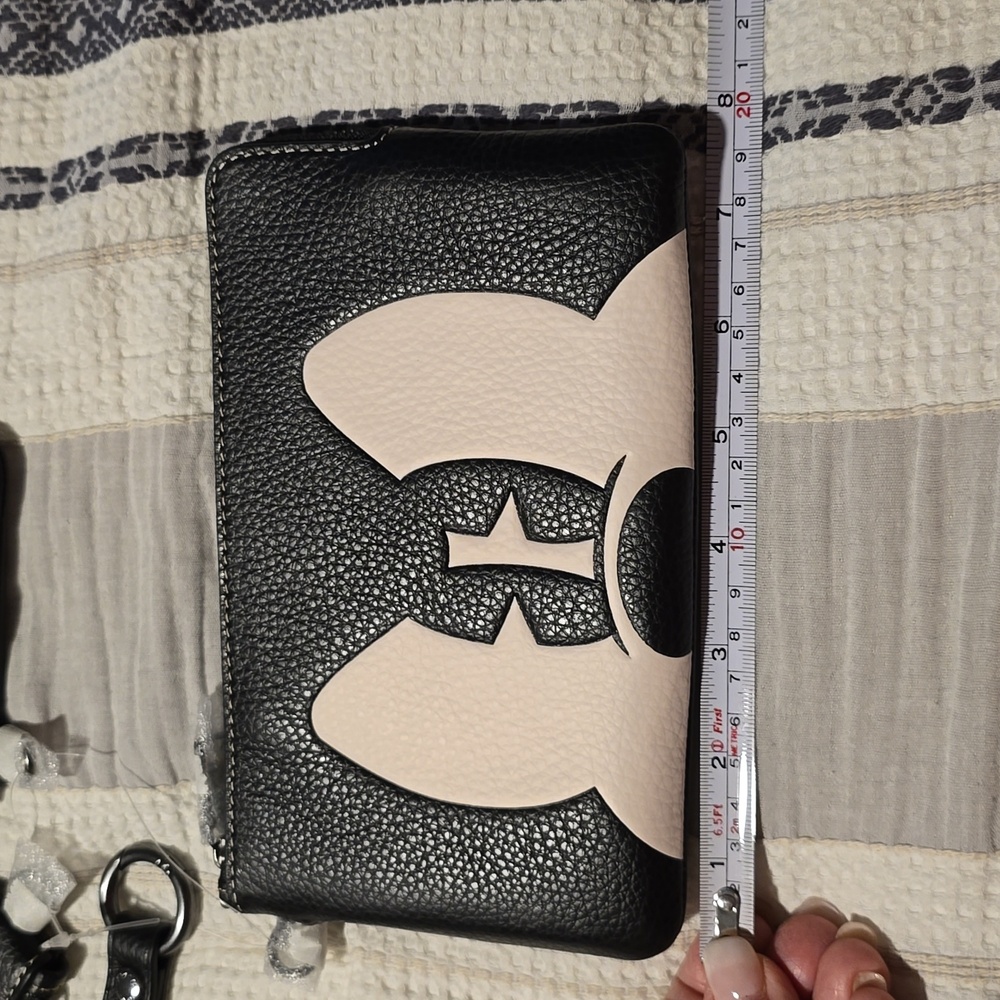 NWT Disney x Coach bag trio Mickey wristlet 3 sizes-zip wallets ID, card slots🖤 - Picture 2 of 11